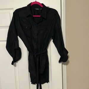 Ralph Lauren belted linen blouse black